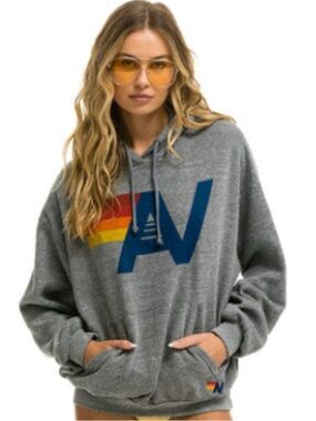 Aviator Nation- LOGO PULLOVER RELAXED HOODIE - HEATHER GREY